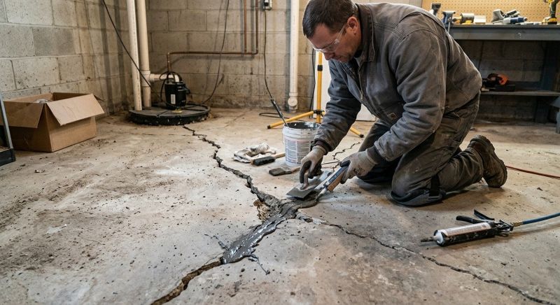 Cracked Basement Floor Repair in Roane County, TN