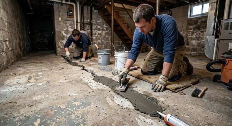 Cracked Basement Floor Repair in Roane County, TN