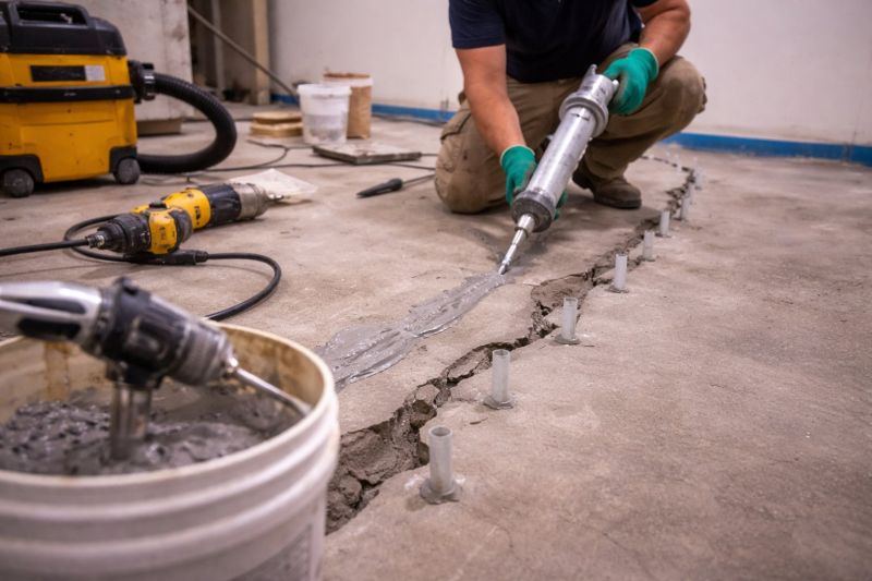 Cracked Basement Floor Repair in Roane County, TN